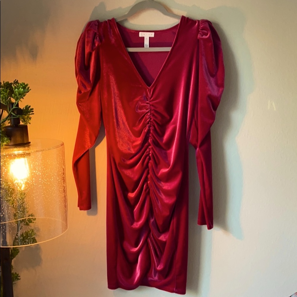 Leith Pink Velvet Mini Dress Size S